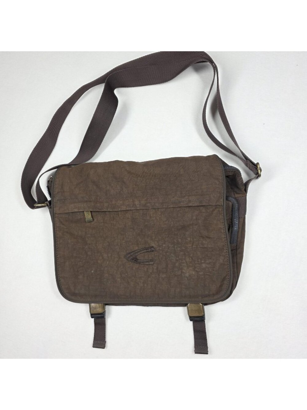 Camel Active Messenger Bag Mens Brown Nylon Crossbody Organizer Travel Commute